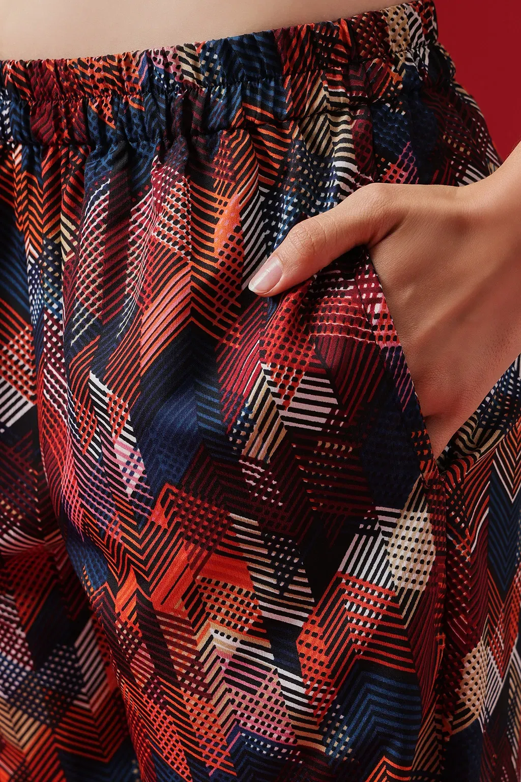 Button Down Night Suit in Multicolour - Crepe image 4