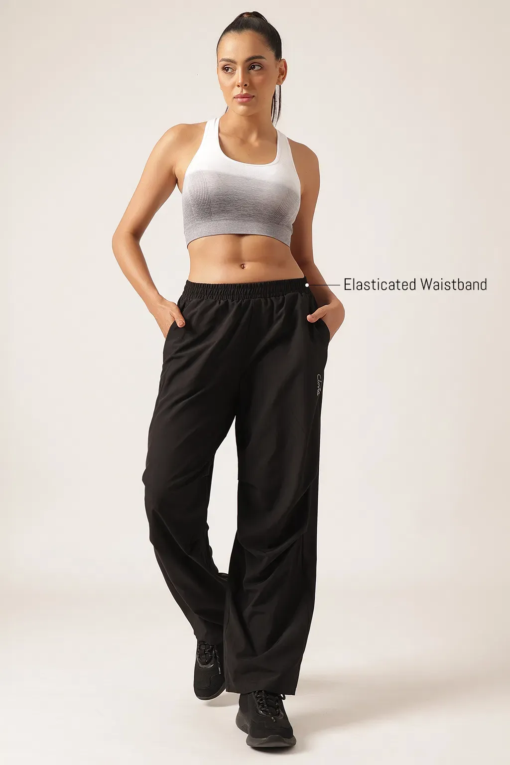 Comfort-Fit Active Track Pants in Black
