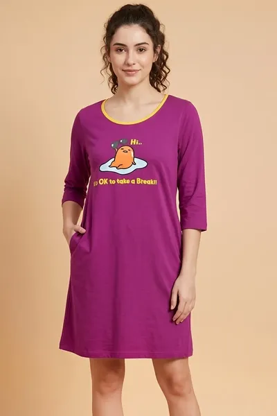 Graphic & Text Print Nighty in Mint Green - 100% Cotton image 11