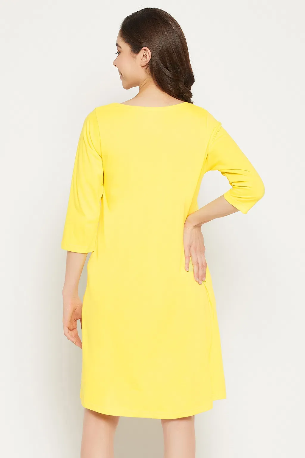 Graphic & Text Print Short Dress in Yellow - 100% Cotton image 5