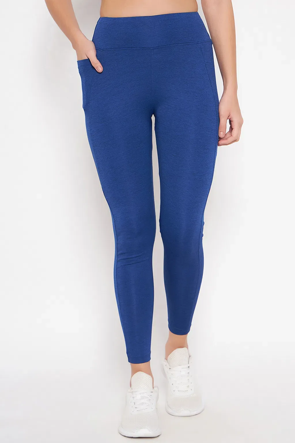 High Rise Active Tights in Navy with Side Pocket image 3