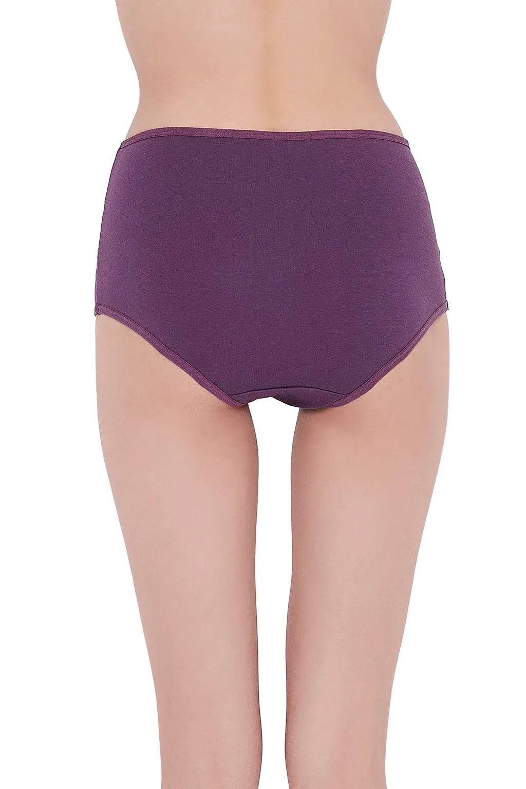High Waist Hipster Panty in Purple with Lace Overlay - Cotton image 5