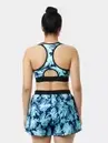 Shyle Mixed Blue Racer Back Bra With Removable Pads And Shorts Swimwear