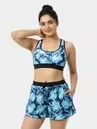 Shyle Mixed Blue Racer Back Bra With Removable Pads And Shorts Swimwear image 2
