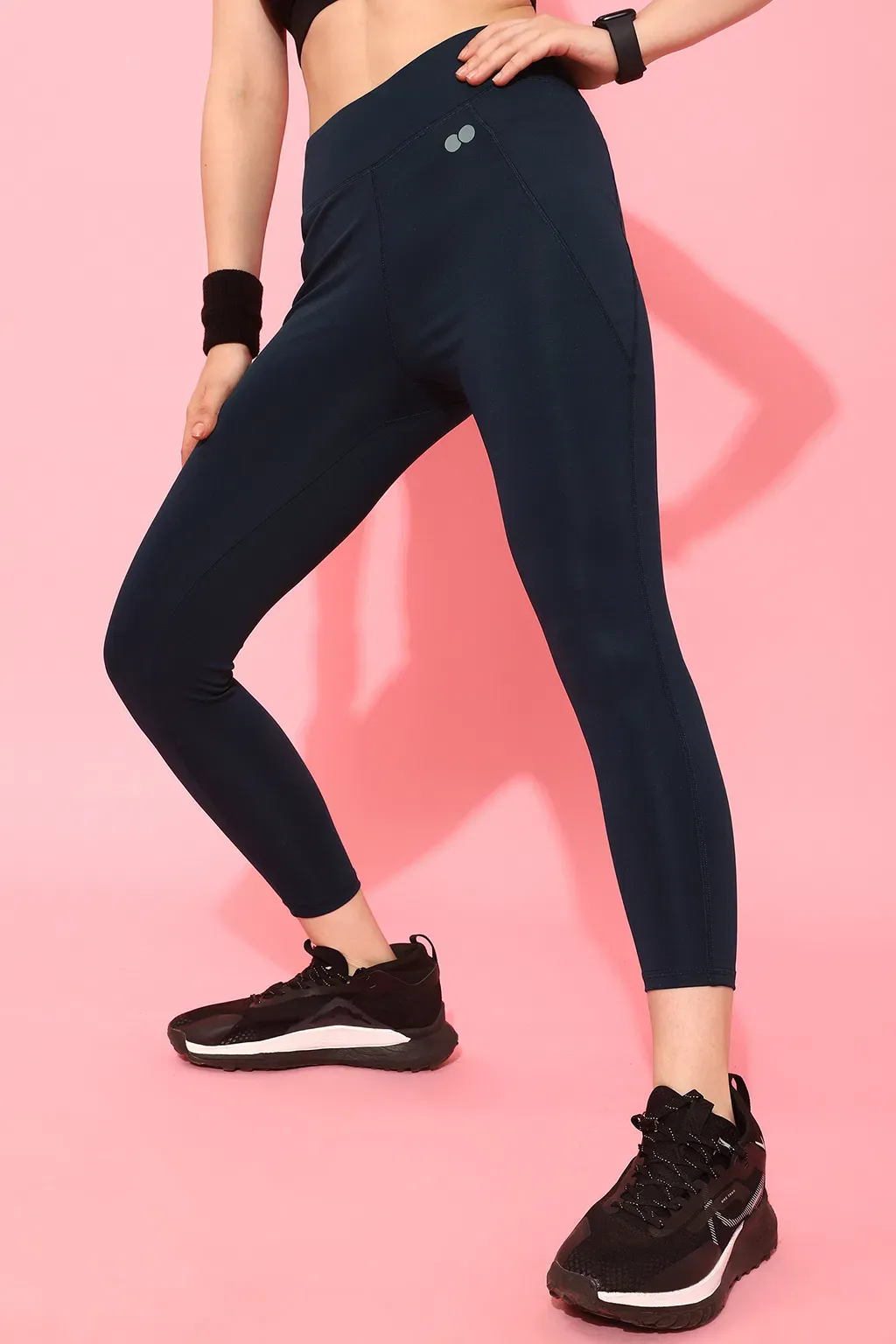 Snug Fit High Rise 4 Pocket Active Tights in Navy Colour image 2