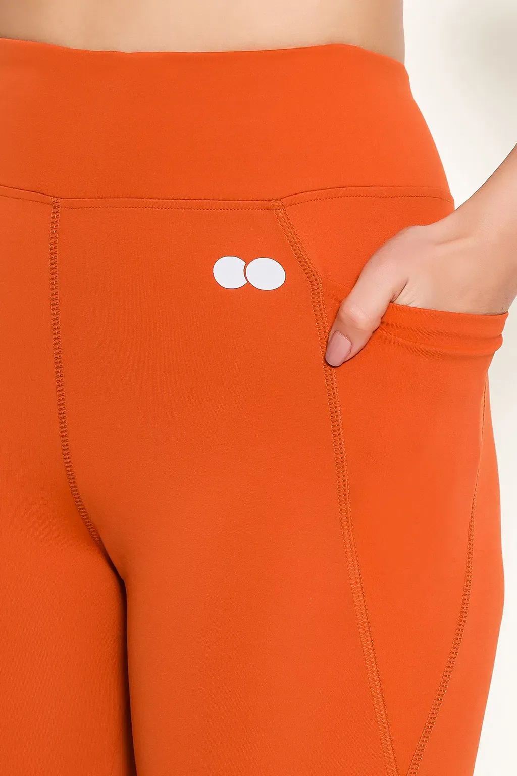 Snug-Fit High-Rise 4 Pocket Active Tights in Orange