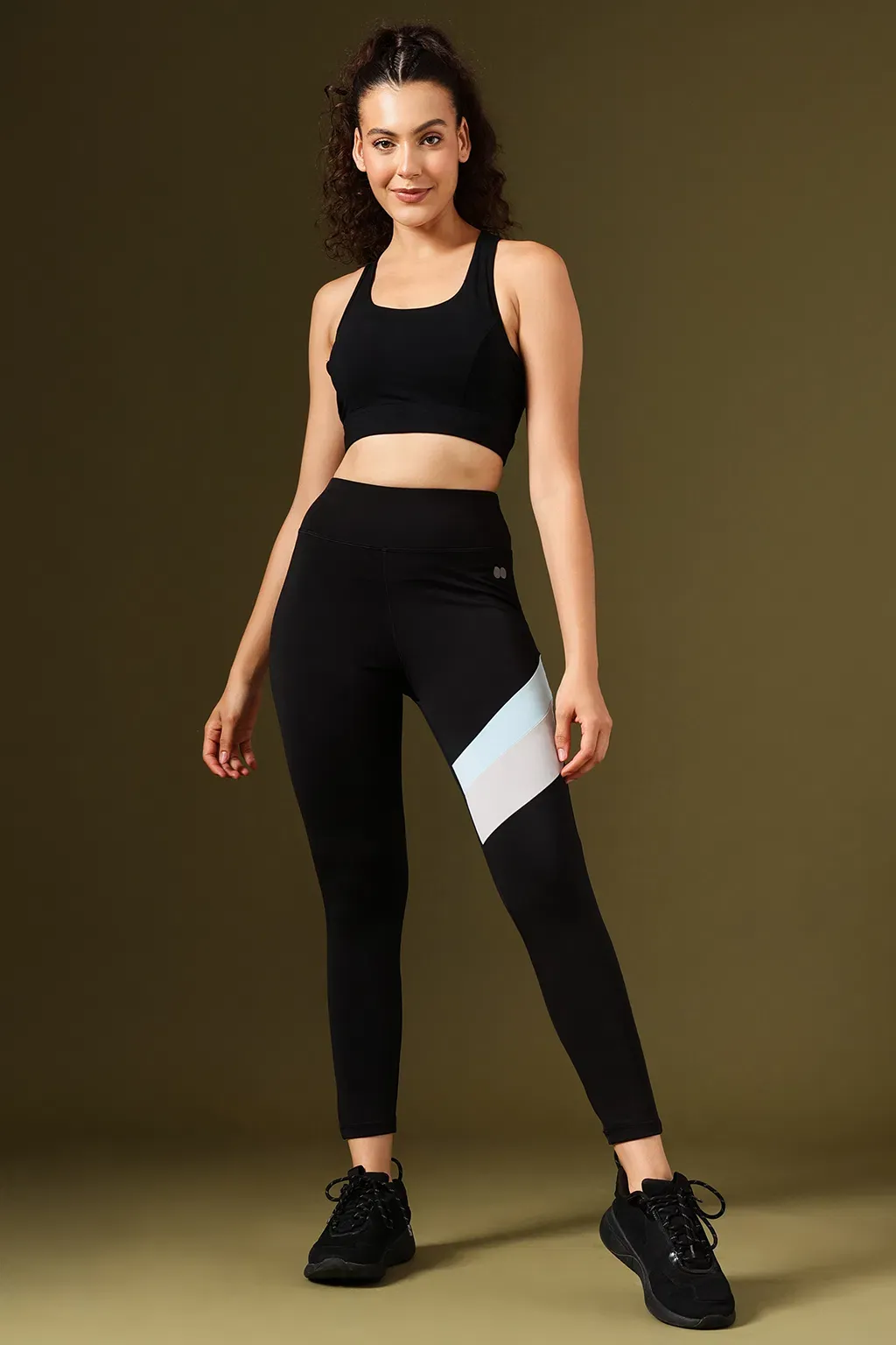 Snug Fit High-Rise Active Tights in Black image 3